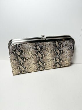 Hobo International Lauren Glam Snake Leather Clutch Wallet with Kiss Locks